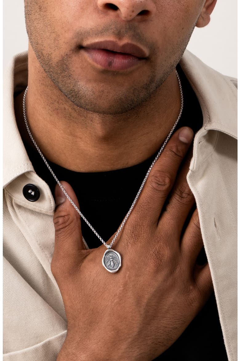 Men's Achievement Wasp Talisman Necklace, Alternate, color, Sterling Silver