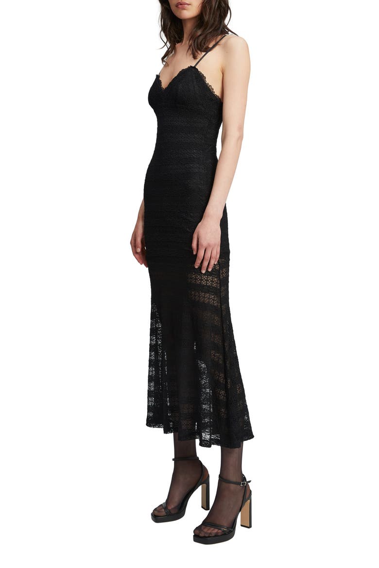 Flynn Lace Midi Dress, Alternate, color, BLACK