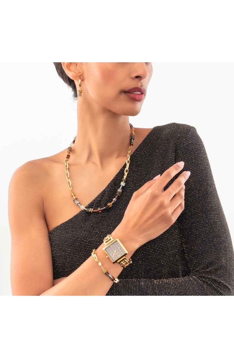 COEUR DE LION Geocube Chunky Chain Gold Bracelet, Alternate, color, Brown