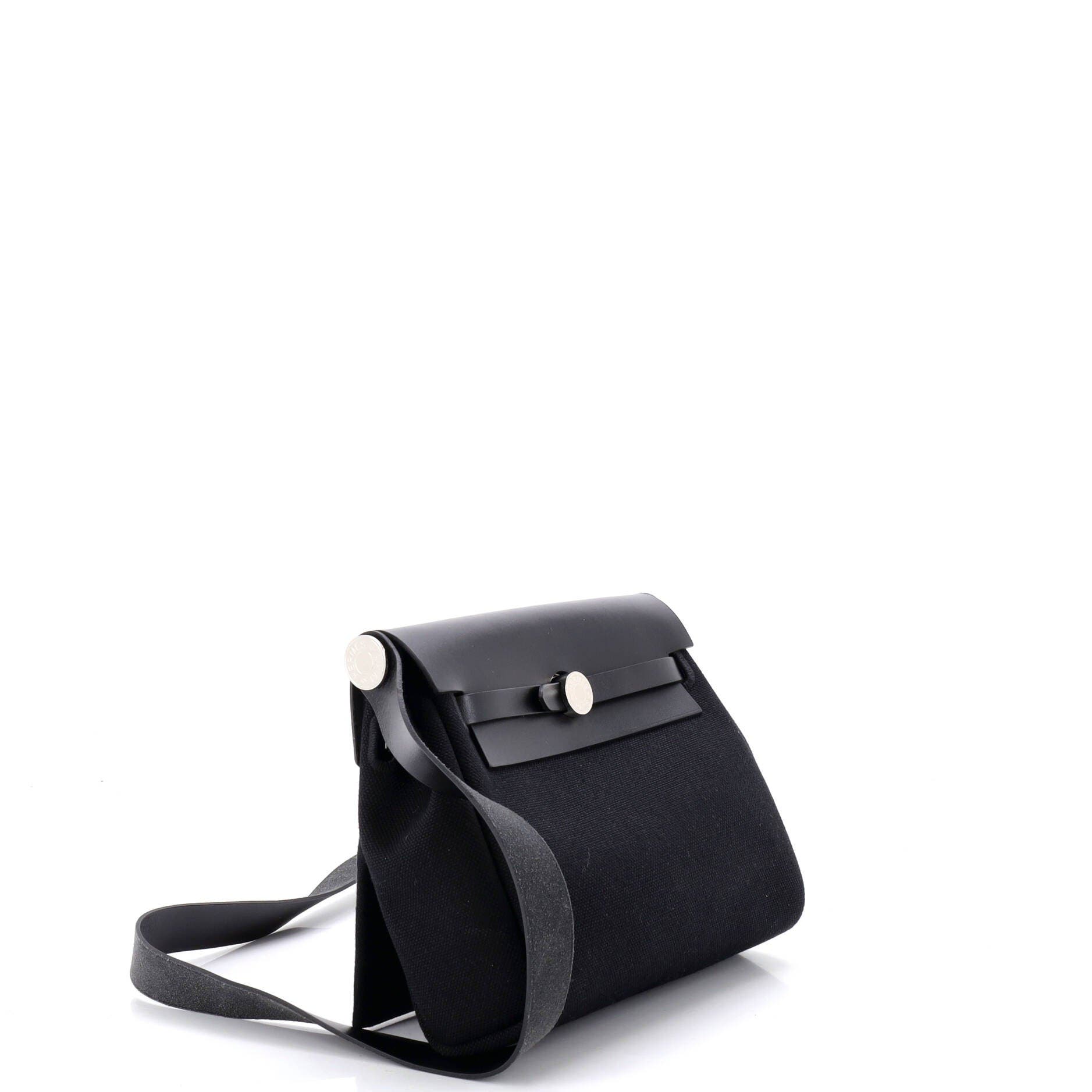 Pre-Owned Hermes Herbag Zip Toile and Leather 20, Alternate, color, Noir