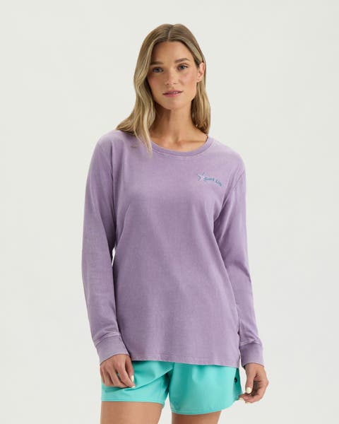 Beach Collage Cropped Long Sleeve Tee
