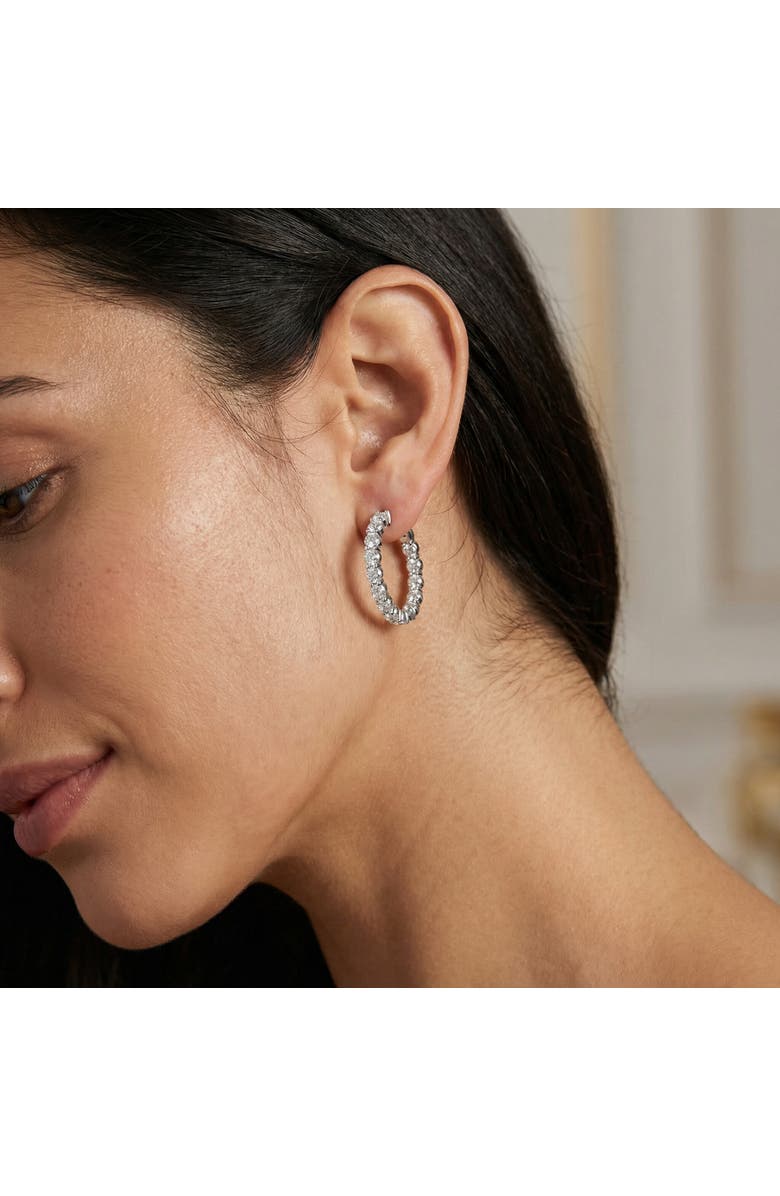 Bliss Diamond 3Ct Diamond Lab Grown Inside Outside Hoops 14k Gold Eearrings 1" Tall, Alternate, color, 14K Yellow Gold