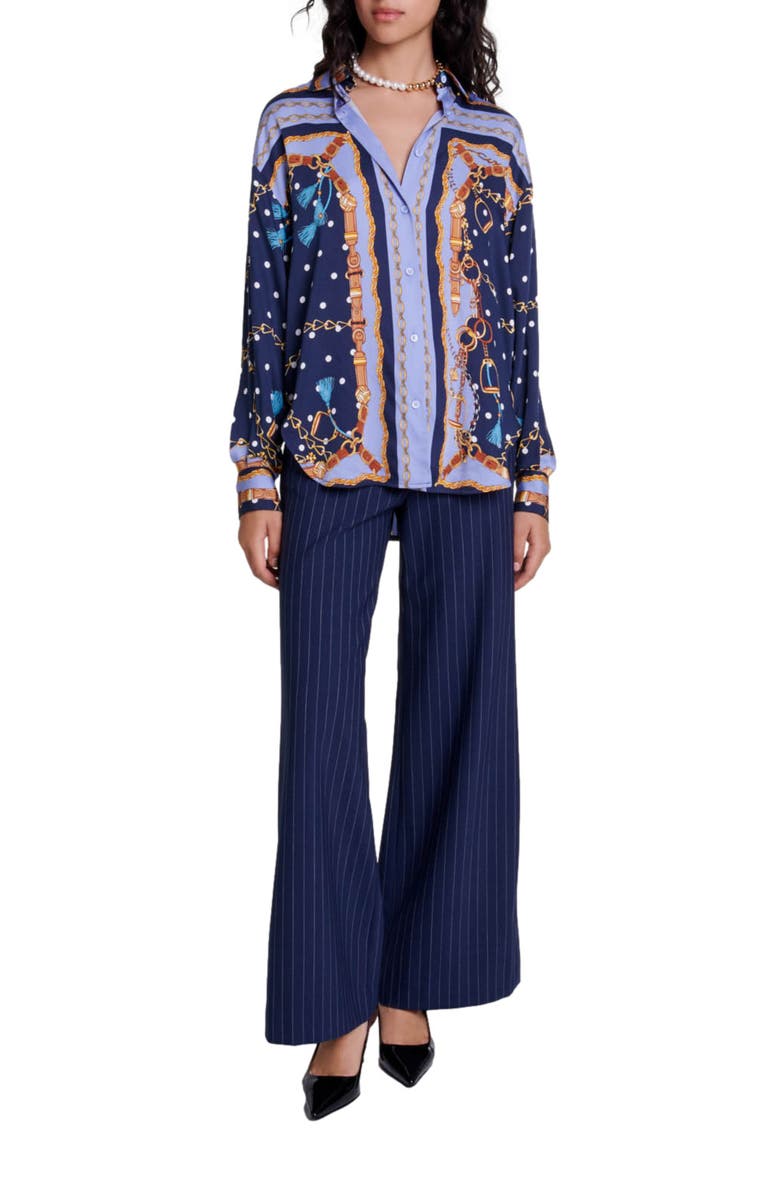 maje Satin-effect patterned shirt, Alternate, color,