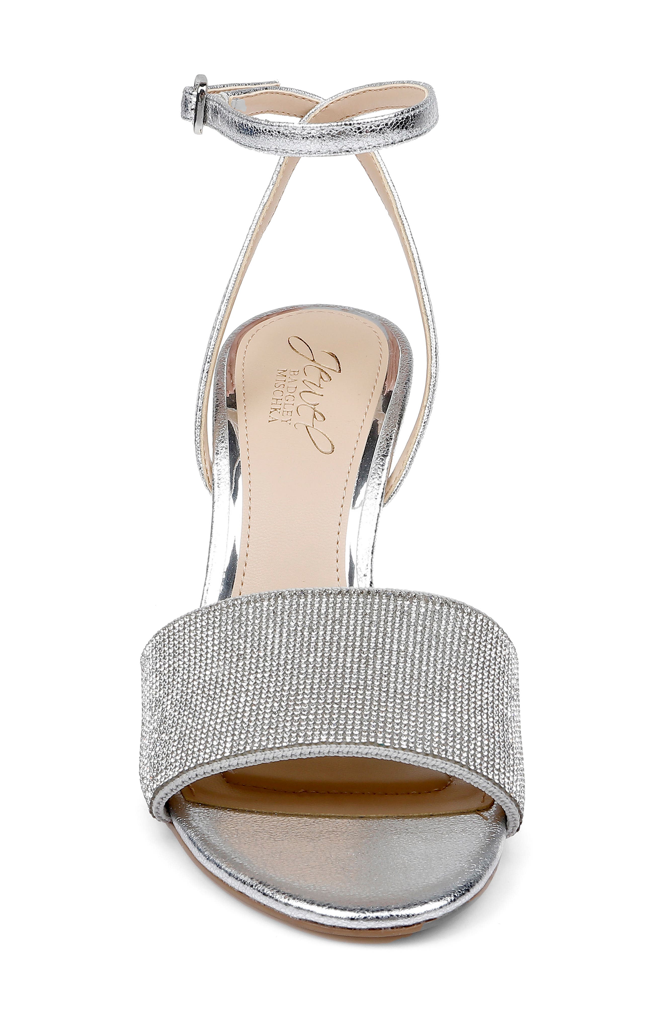 Jewel Badgley Mischka Hattie Ankle Strap Sandal, Alternate, color, Silver