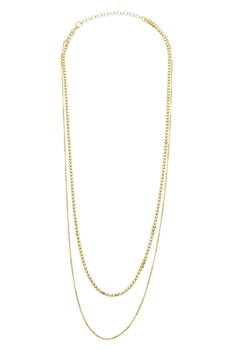 Sterling Silver Layered Necklace, Main, color, YELLOW