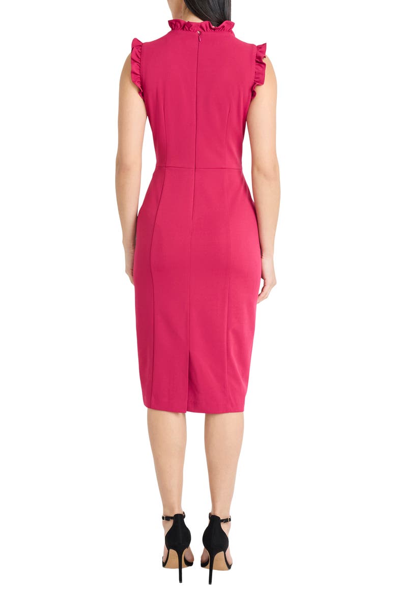 Ruffle Mock Neck Sheath Dress, Alternate, color, SANGRIA