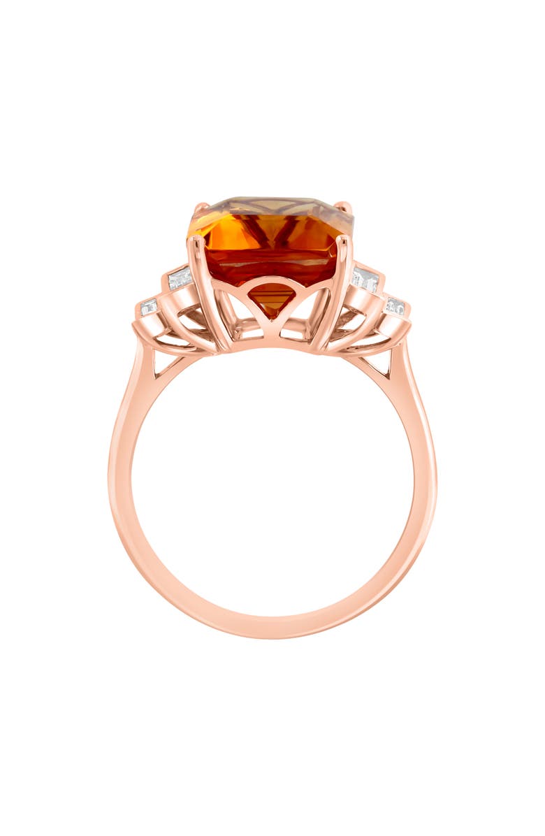 EFFY 14K Rose Gold Emerald Cut Citrine & Diamond Ring - 0.23ct., Alternate, color, 