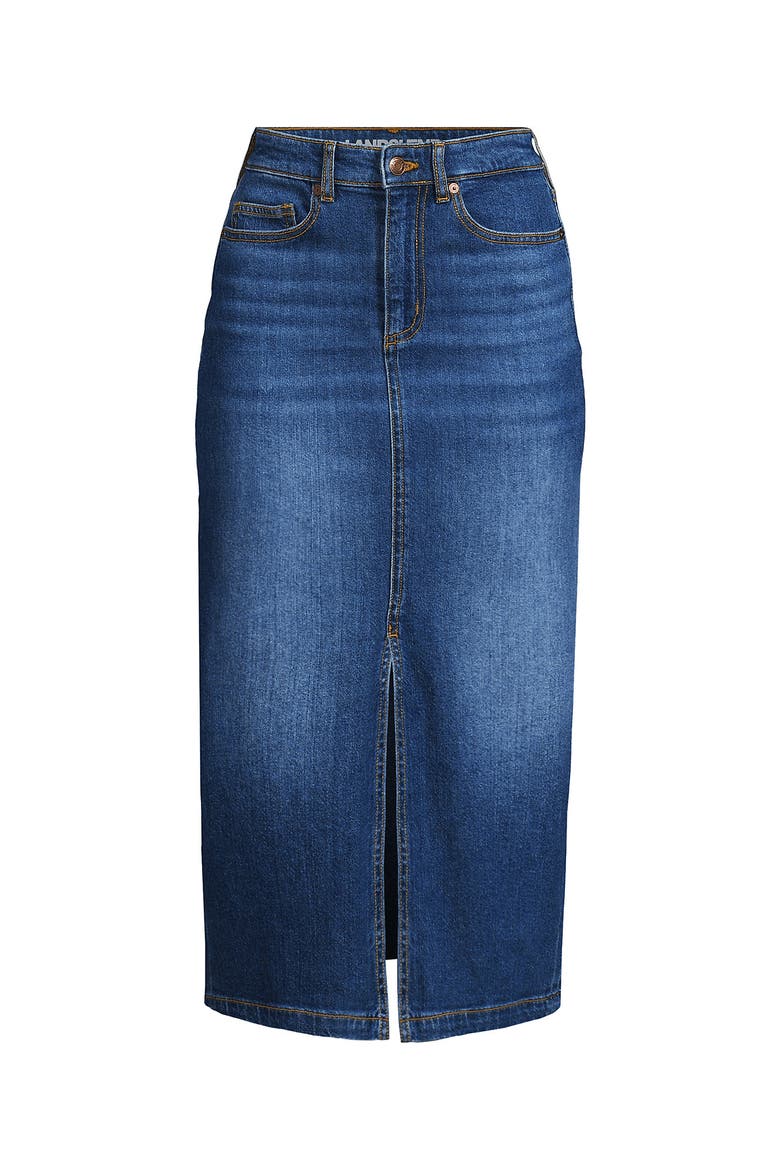 Soft Denim Midi Column Skirt, Alternate, color, Indigo Tide Blue