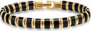 David Yurman Men's Spiritual Beads Flat Bead Bracelet in 18K Yellow Gold with Lapis, 8mm