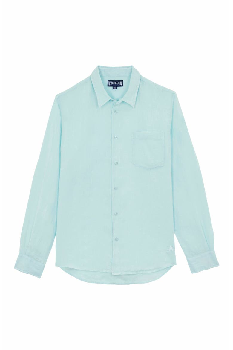 Men's Natural Dye Linen Shirt, Alternate, color, PACIFIC