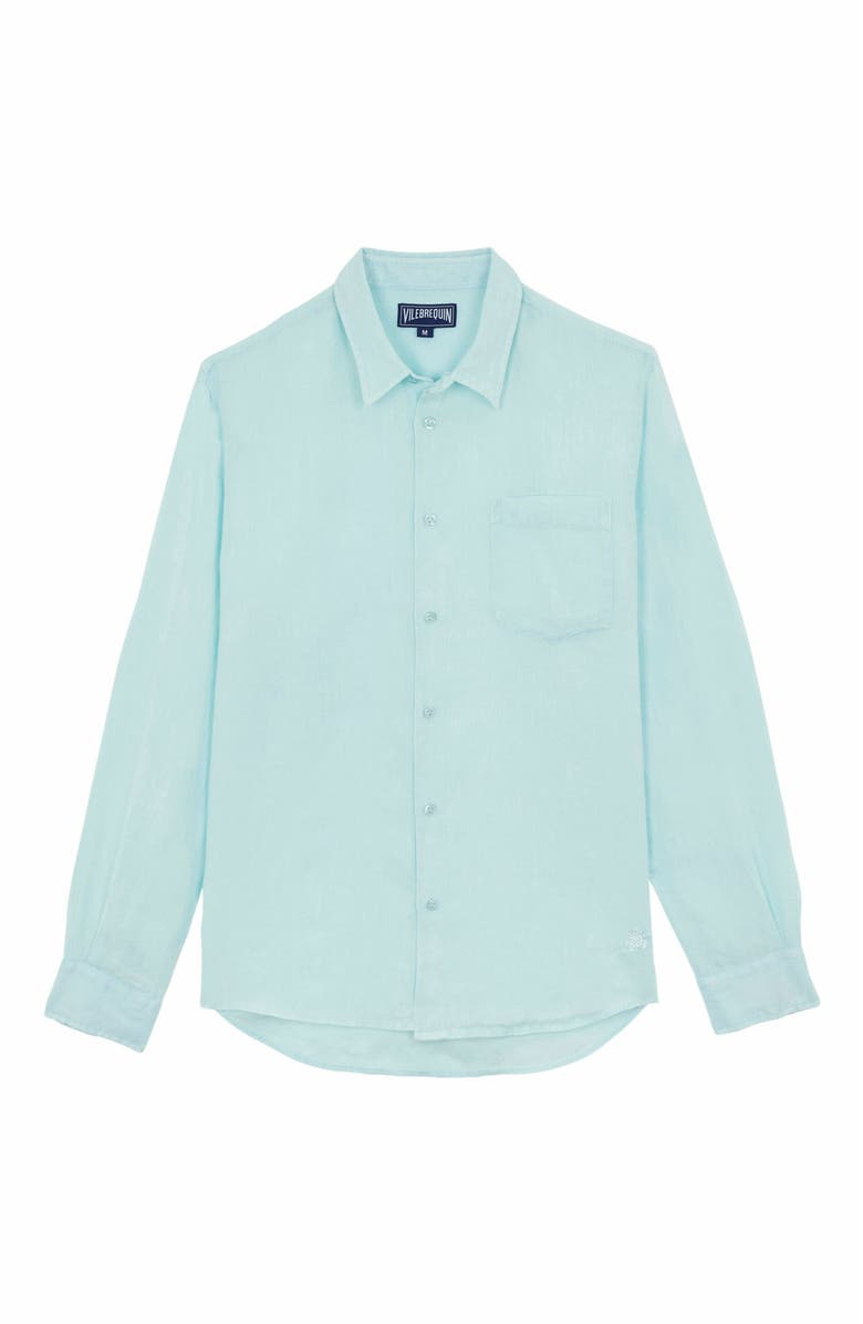 Vilebrequin Men's Natural Dye Linen Shirt, Alternate, color, Pacific