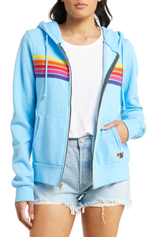 Aviator Nation 5-stripe Zip Hoodie In Sky/yellow Purple