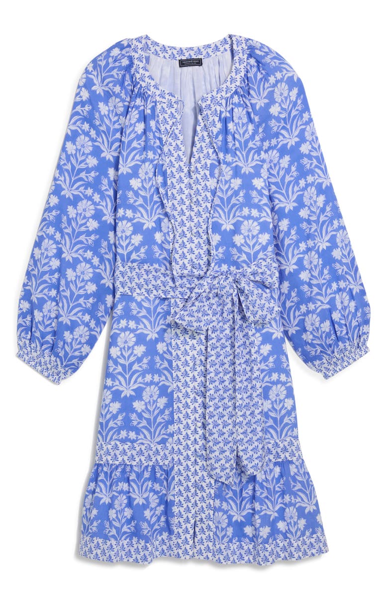 vineyard vines Print Tie Waist Long Sleeve Dress, Alternate, color, Floral Breaker Blue