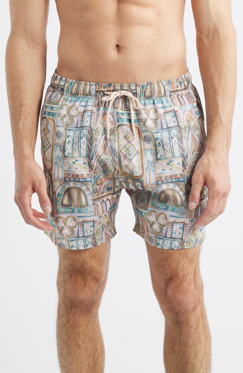 Boardies Printed Swim Trunks, Main, color, Beige Multi