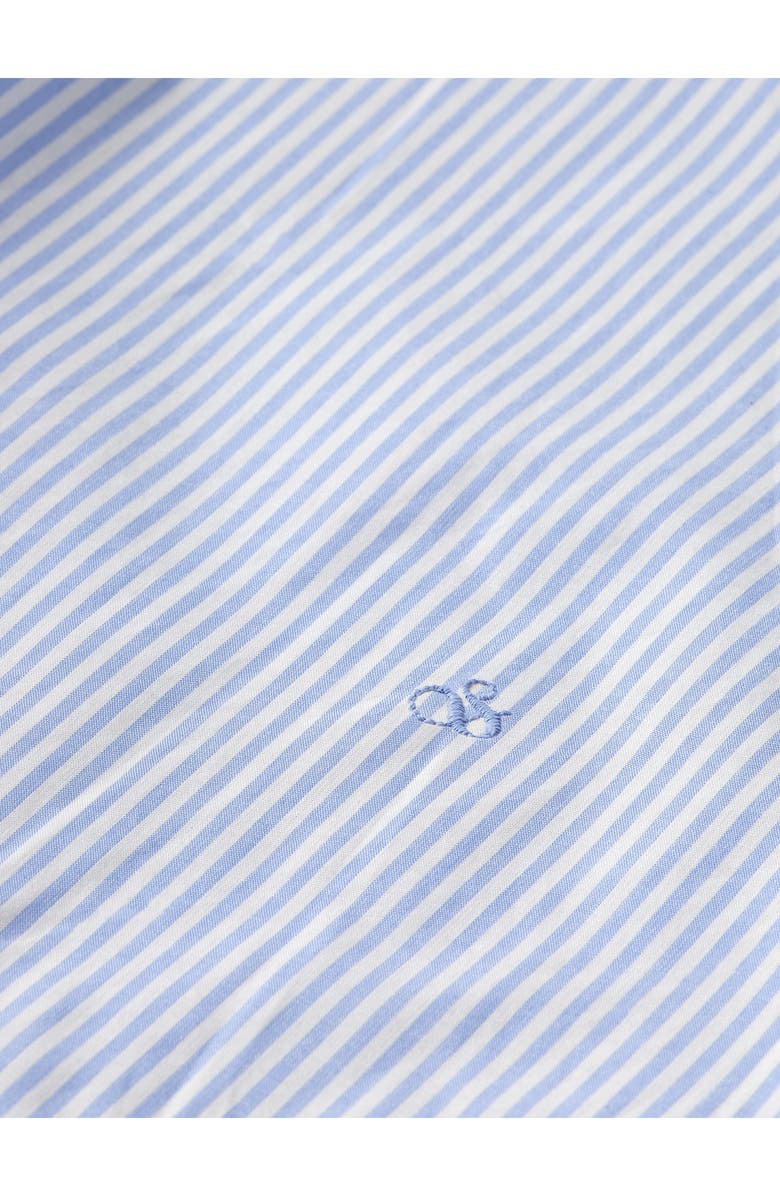 Scotch & Soda Ruffle Placket Oversize Button-Up Shirt, Alternate, color, Mystic Blue And White Stripes