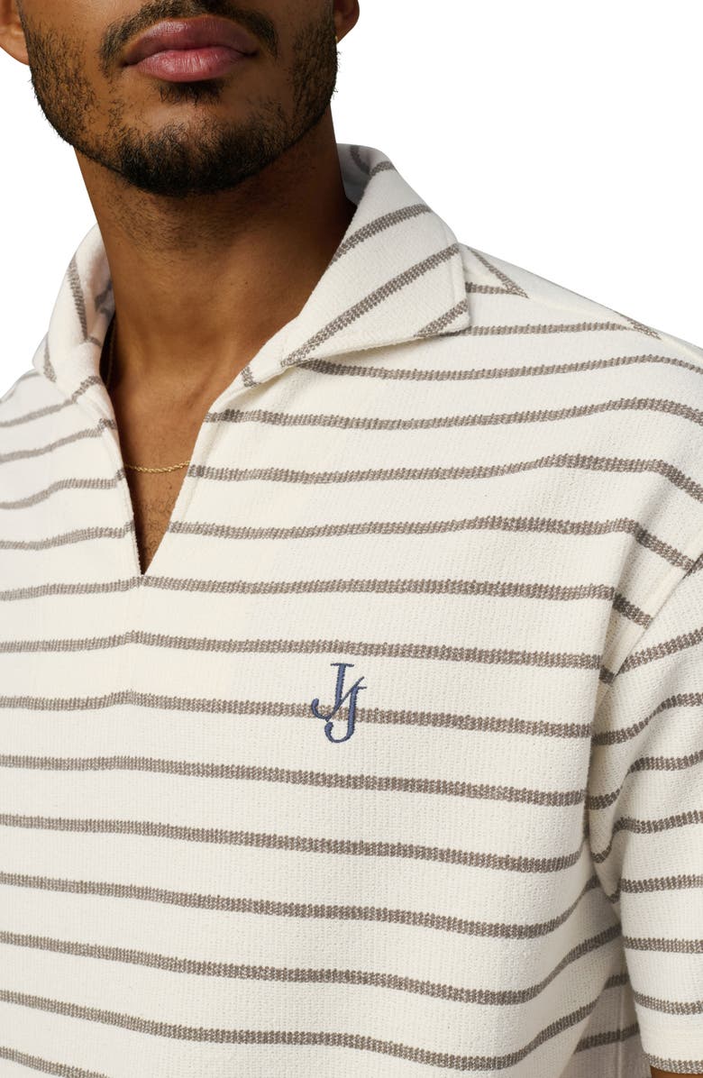 Joe's Mariner Stripe Textured Cotton Blend Johnny Collar Polo, Alternate, color, Morel Stripe