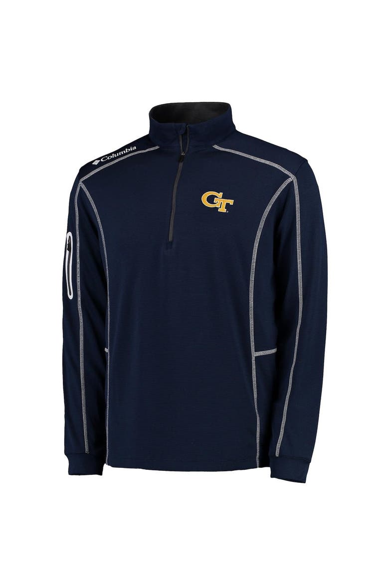 Men's Columbia Golf Navy GA Tech Yellow Jackets Shotgun Omni-Wick Quarter-Zip Pullover Jacket, Alternate, color, Navy