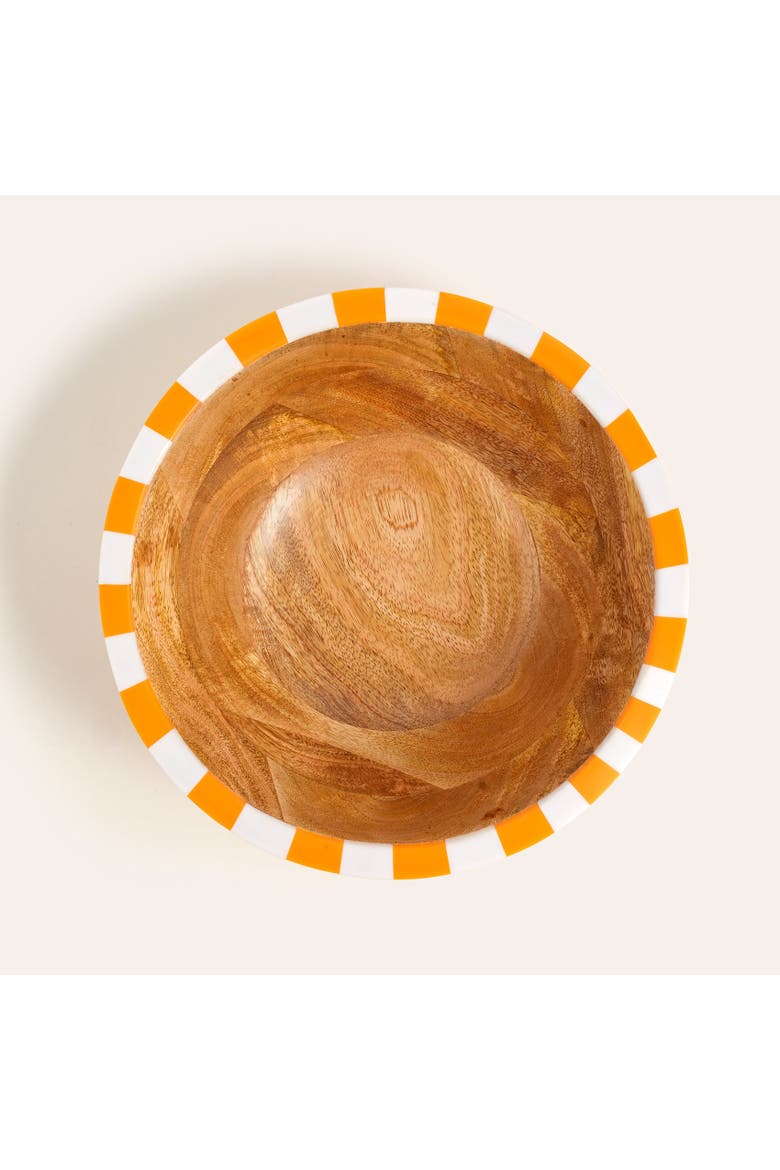 Nohar Mango Wood Bowl 10" x 10" x 3.5" | Artisan Ceramic, Alternate, color, Orange