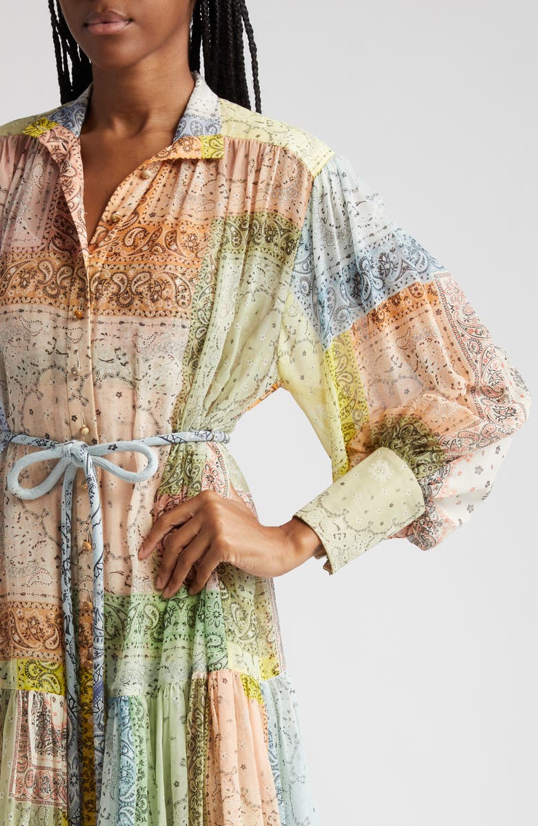 Zimmermann Matchmaker Lantern Long Sleeve Cotton & Silk Dress, Alternate, color,