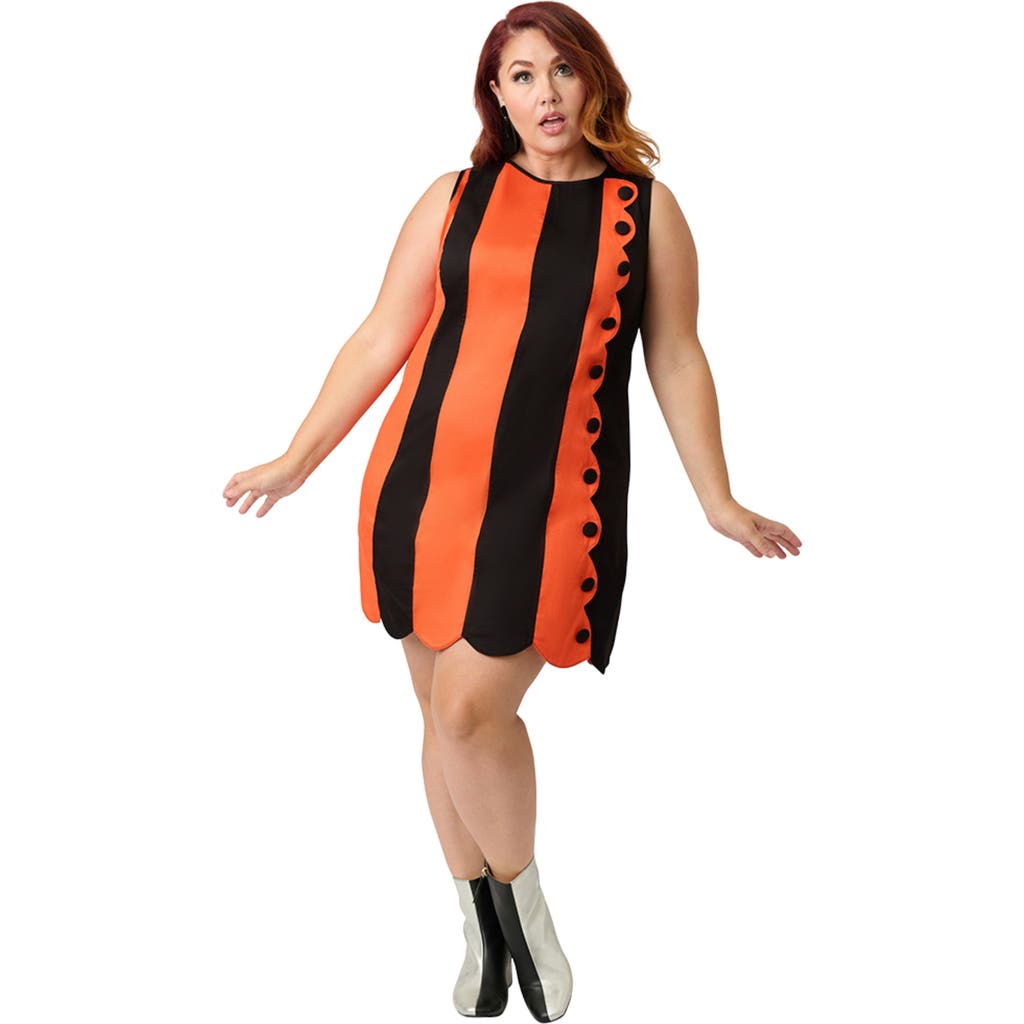 Smak Parlour Plus Size Stripe Scallop Mini Dress In Orange