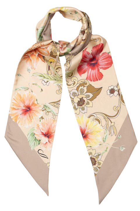 Hawaii Bloom - Skinny Silk Scarf for Women