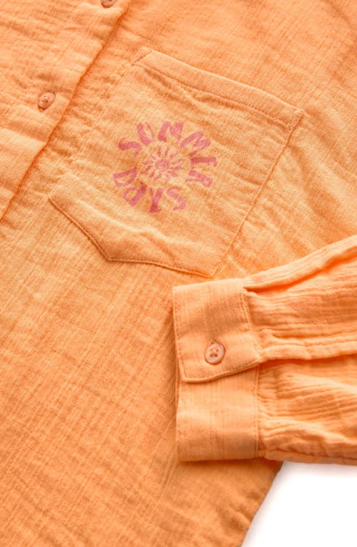Next Kids' Summer Days Cotton Graphic Button-up Shirt In Orange