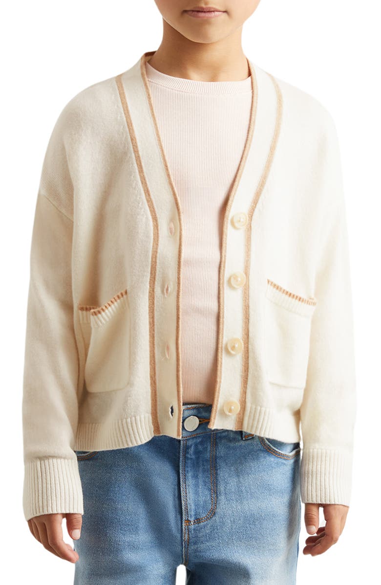 Reiss Kids' Juni Wool & Cashmere Blend Cardigan, Alternate, color, Cream