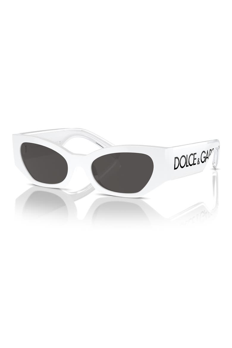 Kids' 48mm Small Cat Eye Sunglasses, Alternate, color, WHITE / DARK GREY