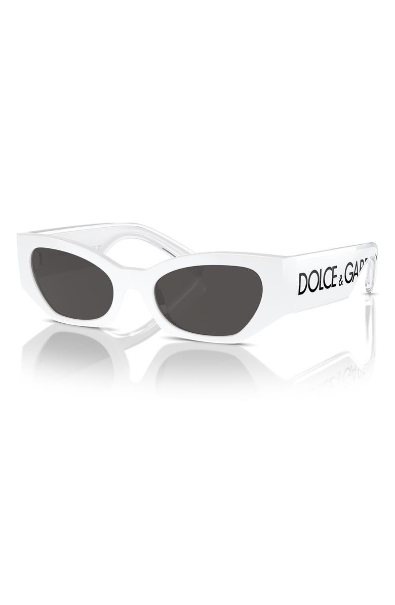 Dolce&Gabbana Kids' 48mm Small Cat Eye Sunglasses, Alternate, color, White / Dark Grey