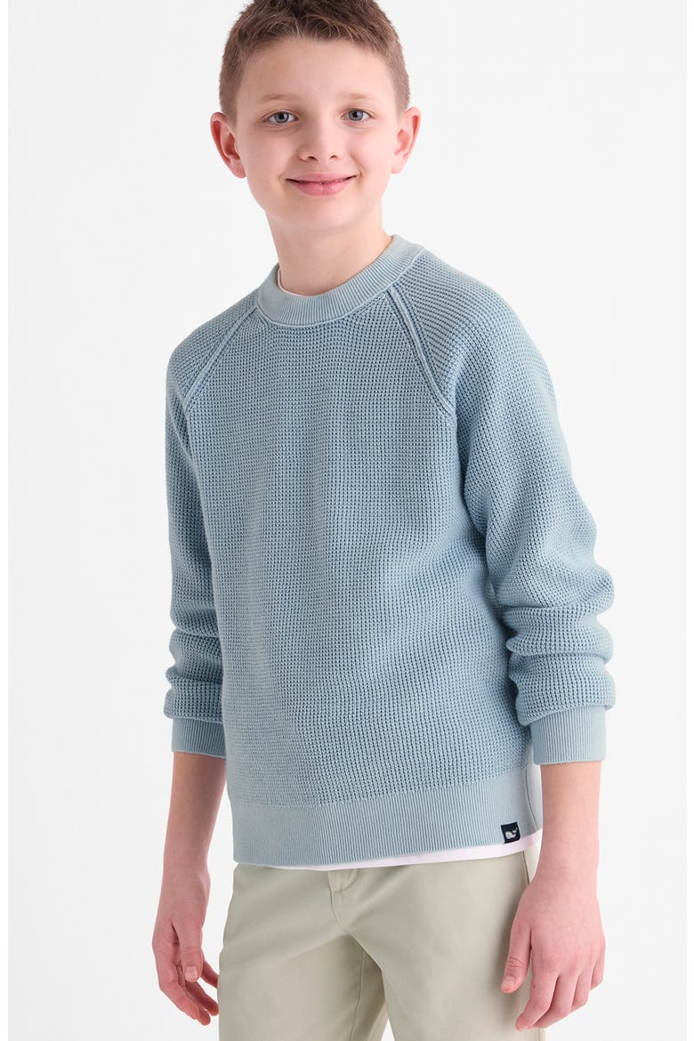 Kids' Raglan Sleeve Cotton Waffle Sweater, Alternate, color, DEL MAR BLUE