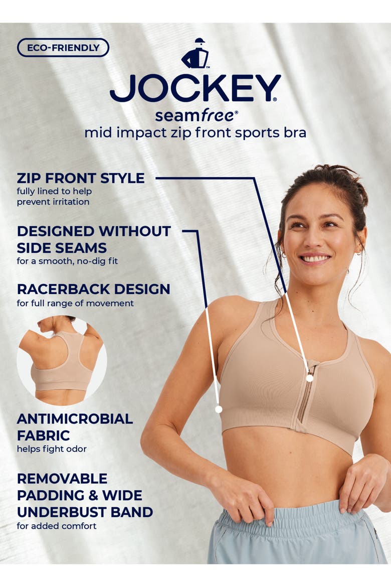 Women's Seamfree Mid Impact Zip Front Sports Bra, Alternate, color, Fresh Sprout