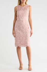 Vince Camuto Sleeveless Embroidered Mesh Dress