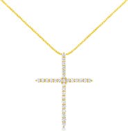 Haus of Brilliance 10K Yellow Gold Plated Silver 3.0 Cttw Diamond Cross 18" Pendant Necklace