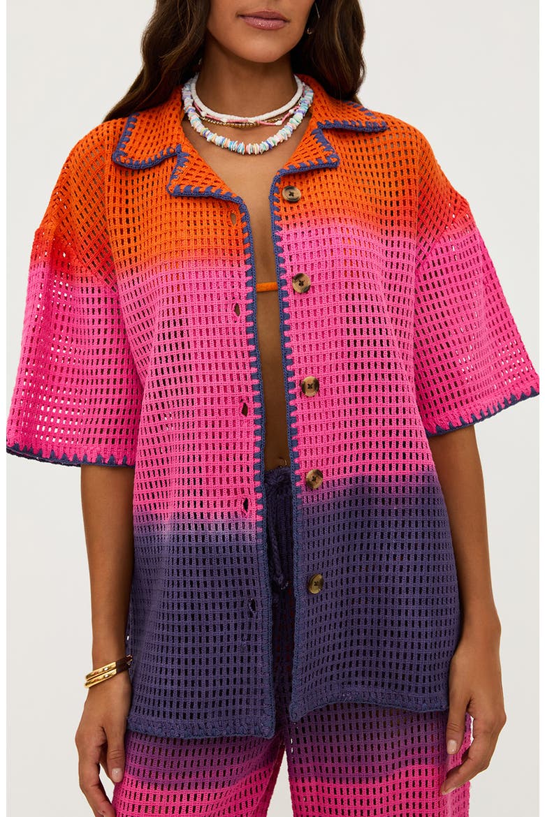 Ira Oversize Colorblock Semisheer Cotton Cover-Up Top, Alternate, color, CORAL BAY SUNSET