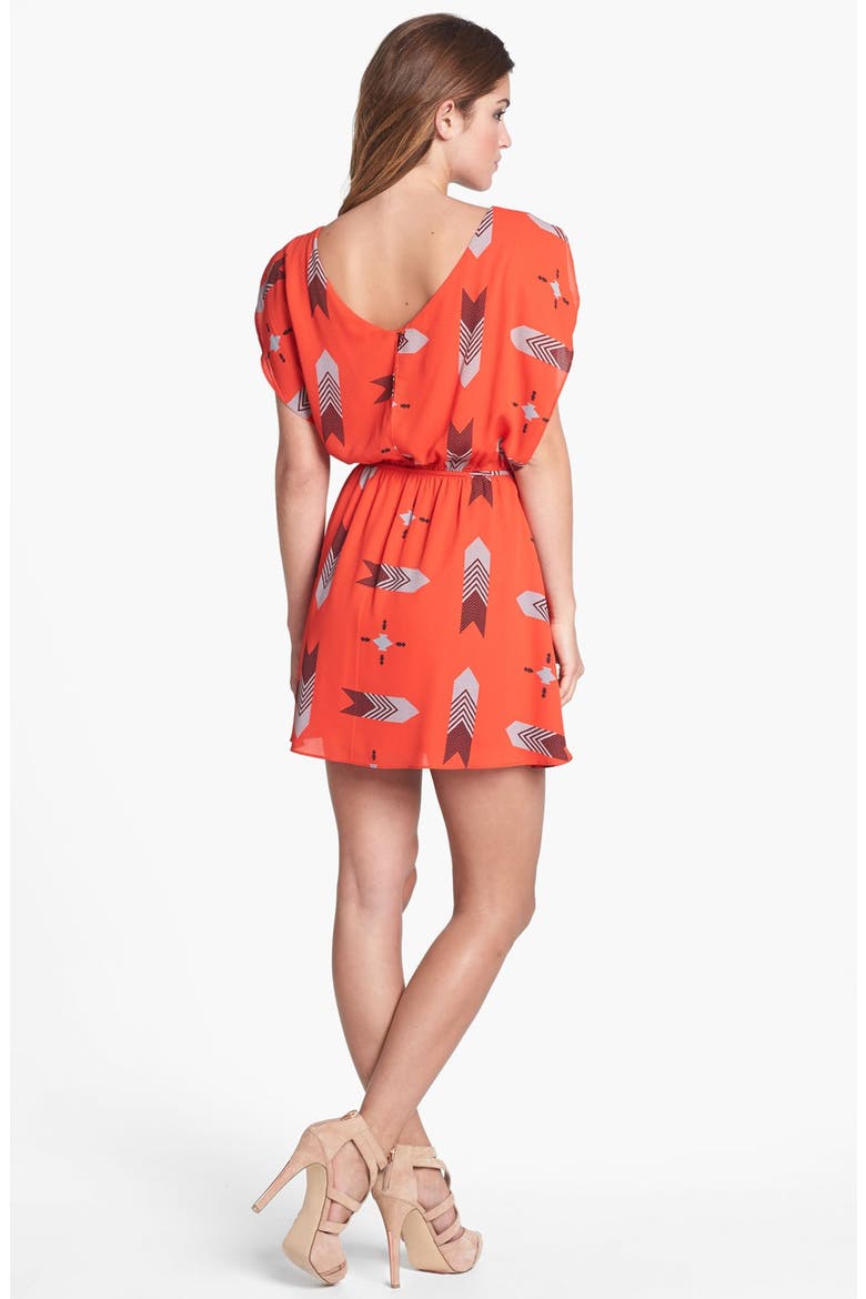 BB Dakota 'Audrey' Print Flutter Sleeve Dress, Alternate, color, CLEMENTINE