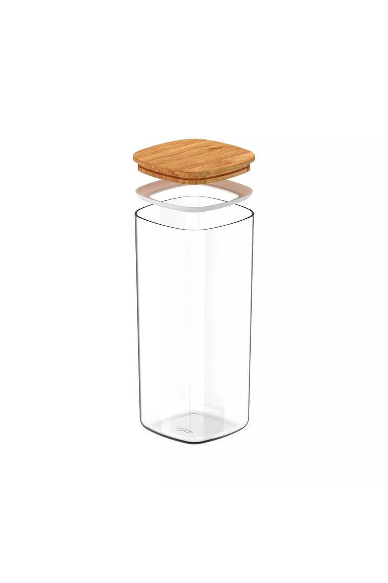 Clear Stackable Airtight Food Storage Container with Wood Lid, Alternate, color, Clear