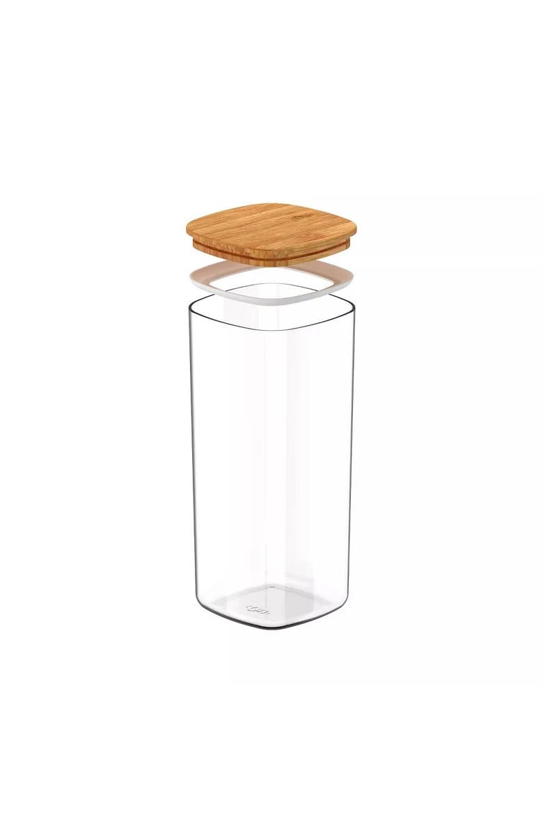 OU Clear Stackable Airtight Food Storage Container with Wood Lid, Alternate, color, Clear
