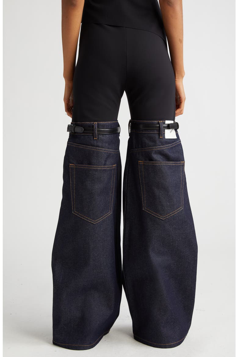 Hybrid Denim Legwarmer Leggings, Alternate, color, BLACK/ DARK NAVY