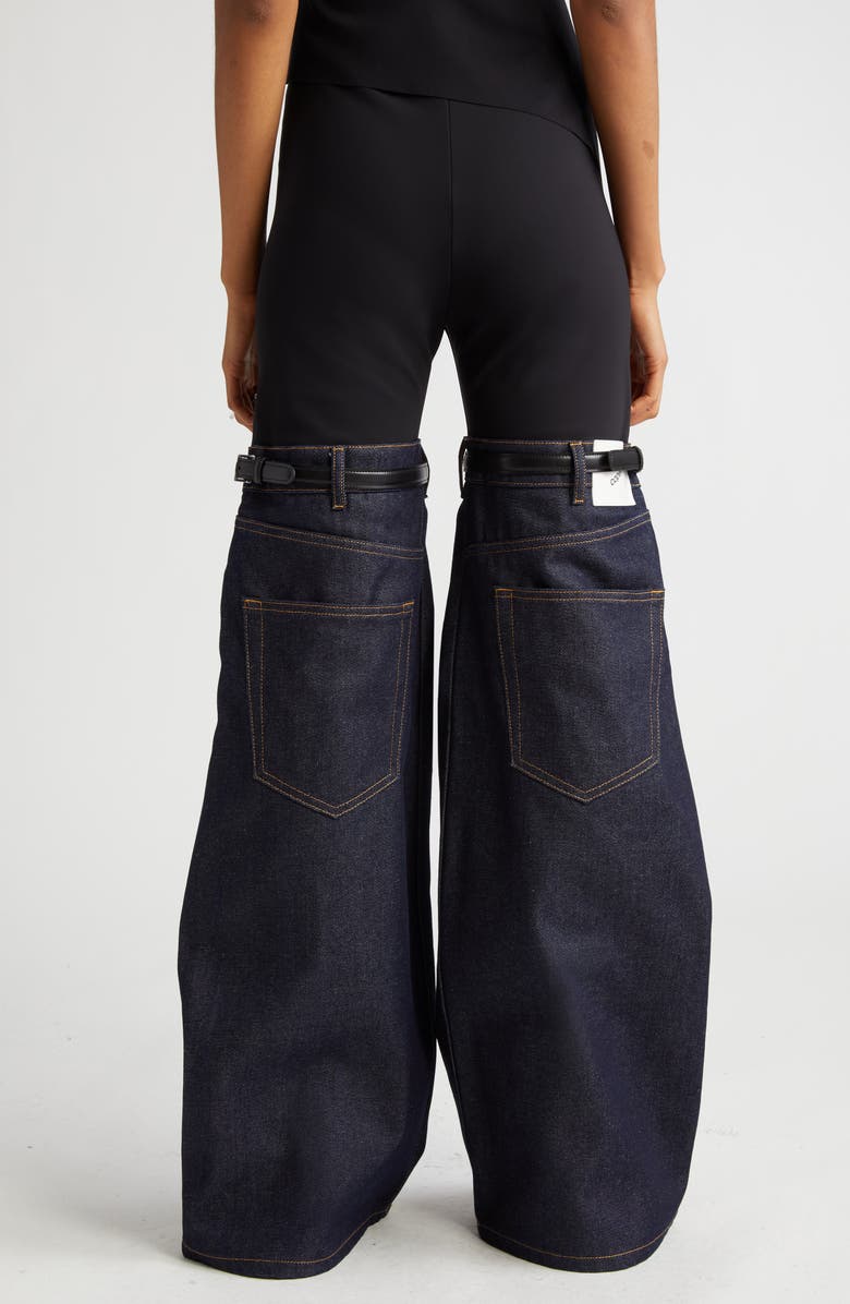 Coperni Hybrid Denim Legwarmer Leggings, Alternate, color, 