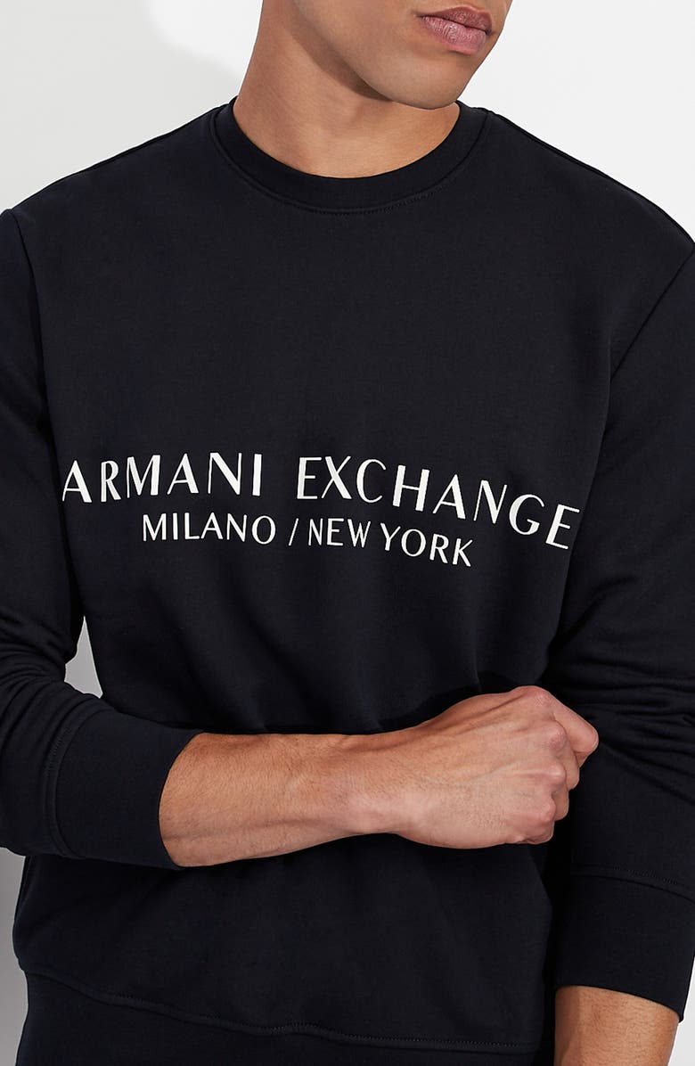 Armani Exchange Milano/New York Logo Crewneck Sweatshirt, Alternate, color,