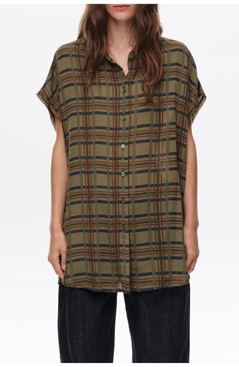 Checked Dropped-Shoulder Shirt