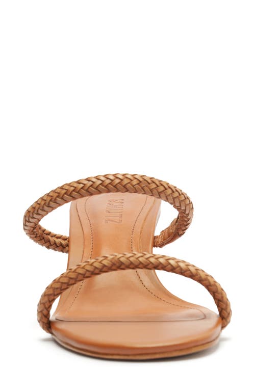 Shop Schutz Taliah Woven Strap Kitten Heel Slide Sandal In Cuoio Brown