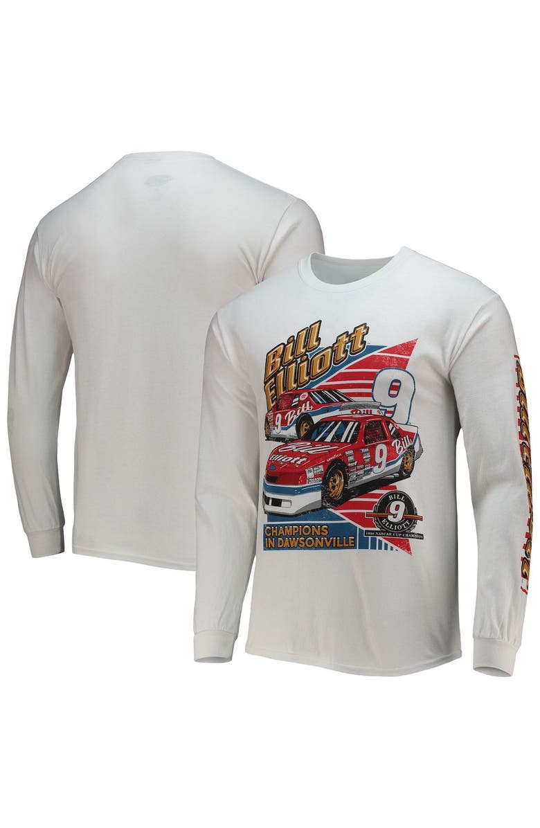 CHECKERED FLAG Men's Checkered Flag White Bill Elliott 2-Spot Long Sleeve T-Shirt, Alternate, color, White