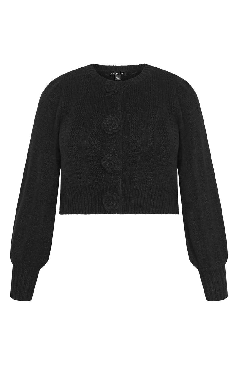City Chic Winnie Crop Cardigan, Main, color, Black