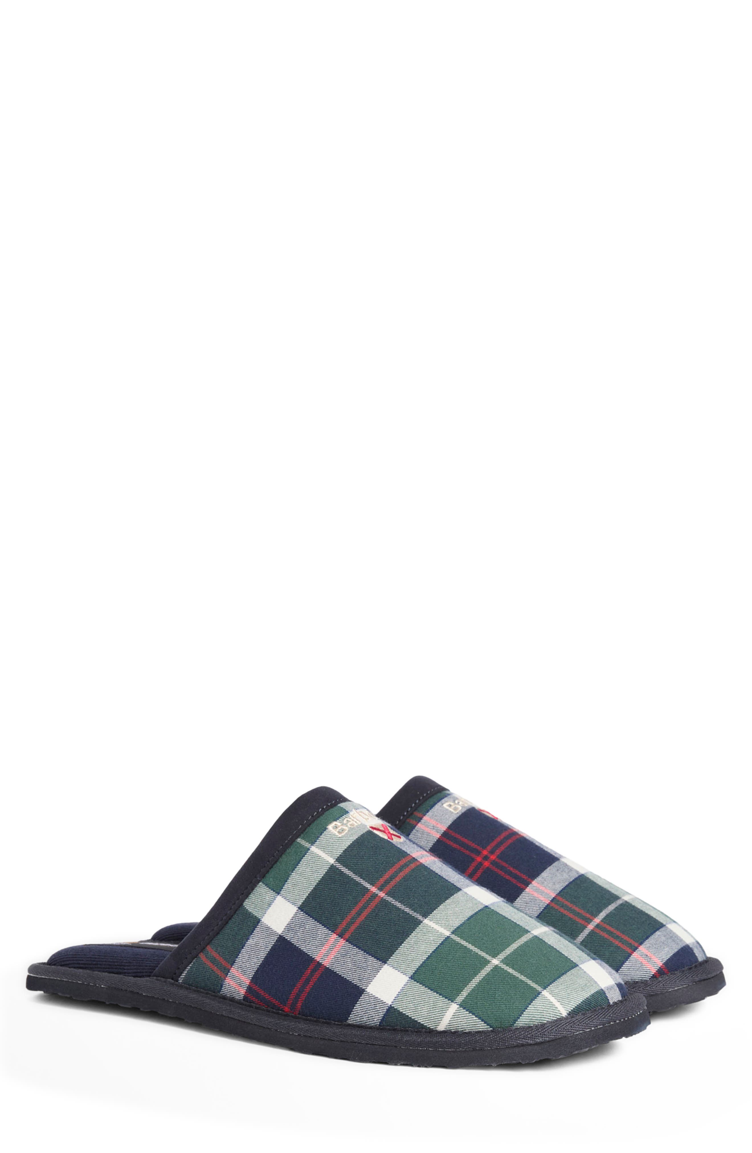 Everitt Tartan Mule Slipper, Main, color, EVERGREEN FESTIVE TARTAN