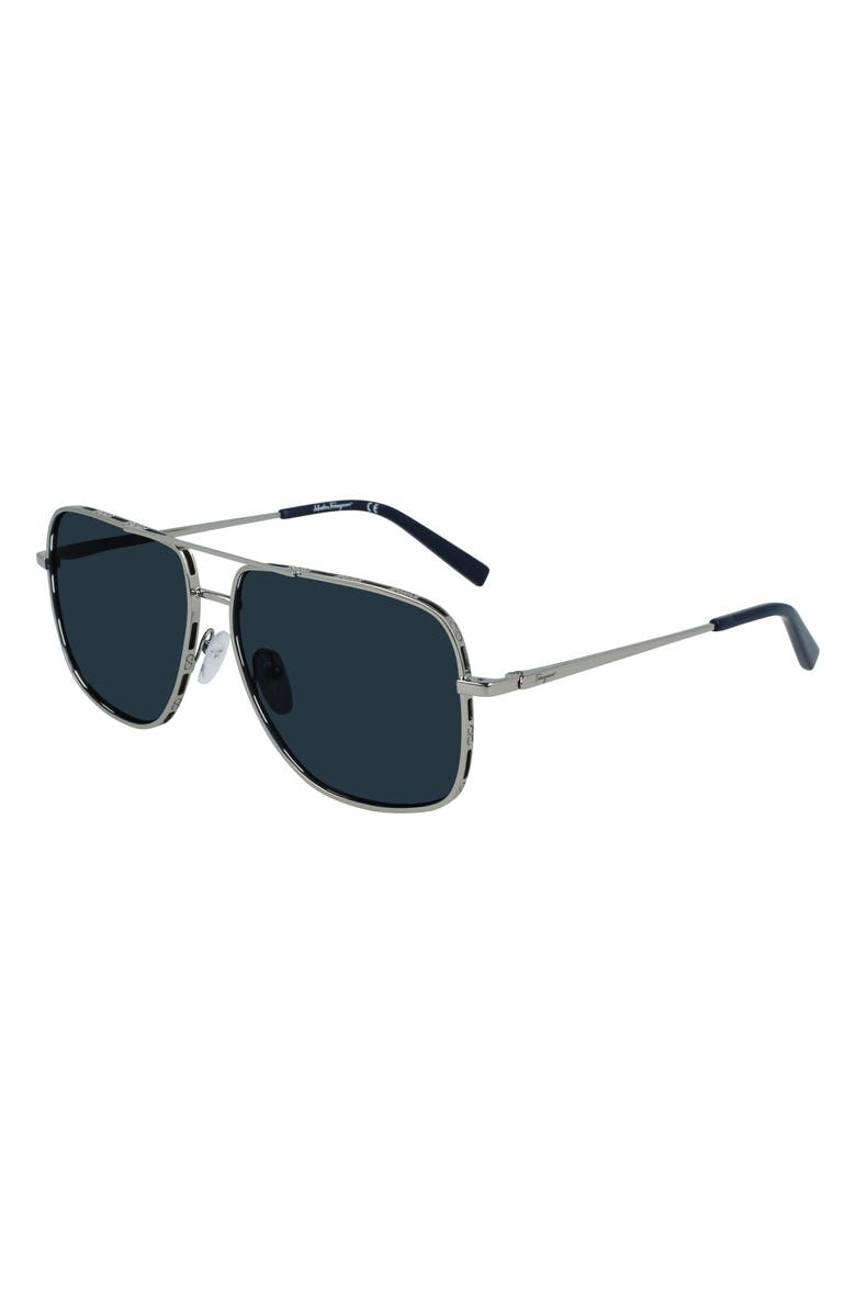 FERRAGAMO 60mm Gancini Aviator Sunglasses, Alternate, color, 