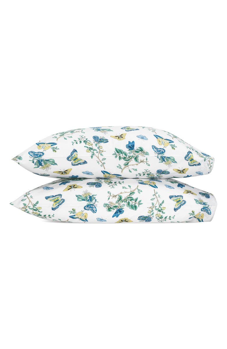 Matouk Baudin Butterfly Set of 2 Pillowcases, Main, color, Prussian Blue