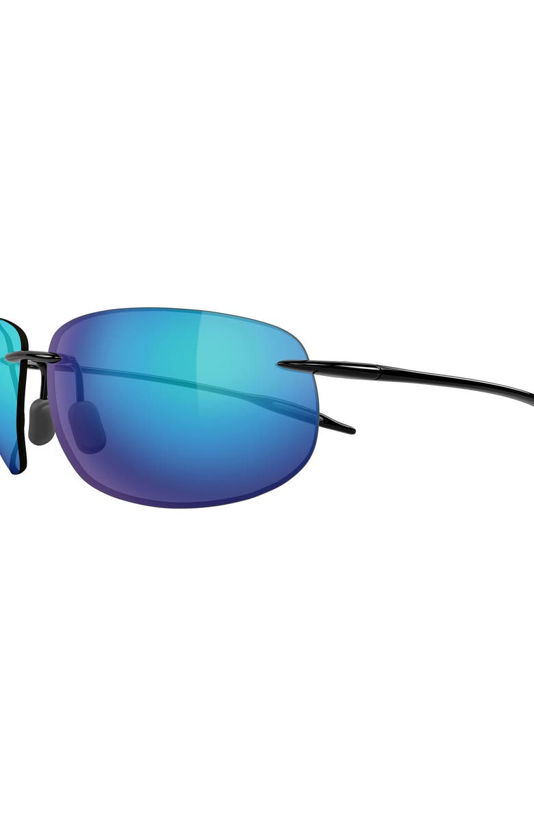 Maui Jim 64mm Oversize PolarizedPlus2<sup>®</sup> Rectangular Sunglasses, Alternate, color, Black