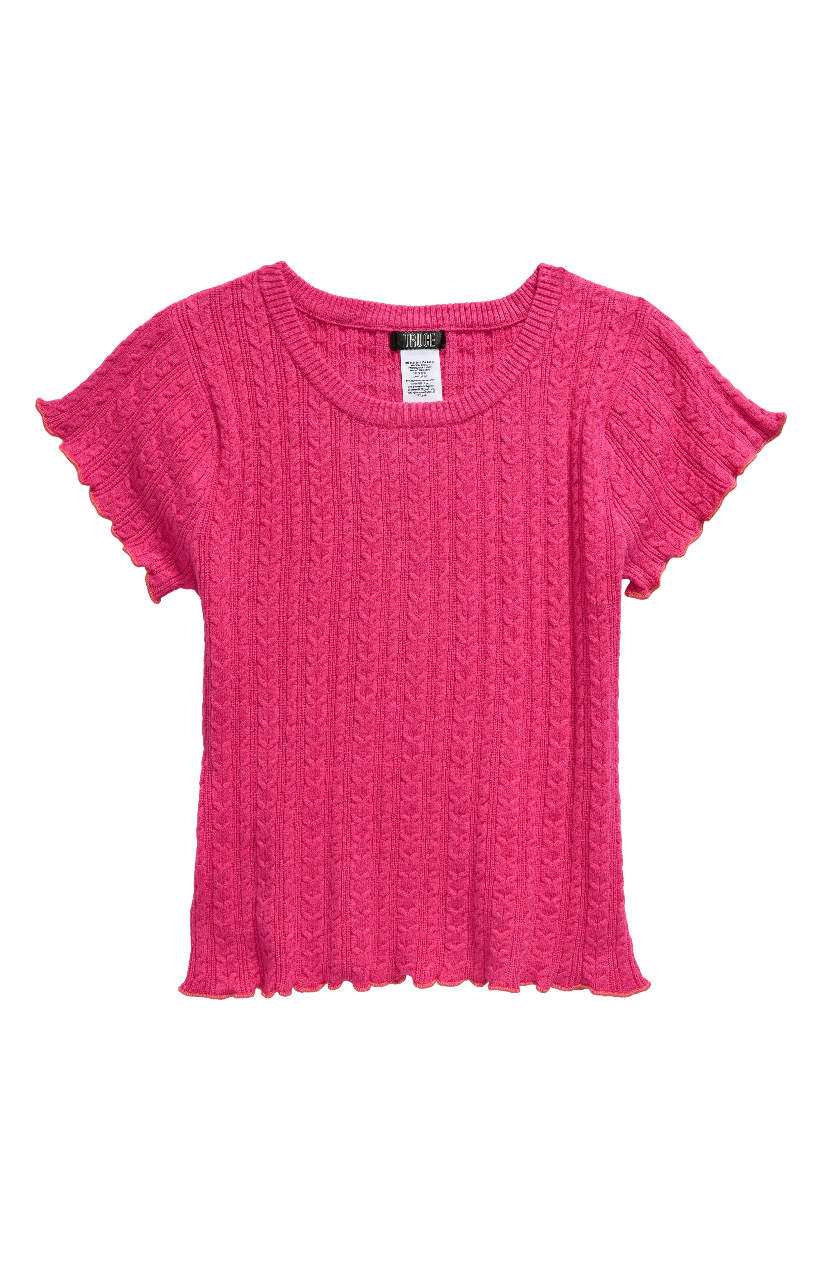 Truce Kids' Cable Knit Top in Pink 