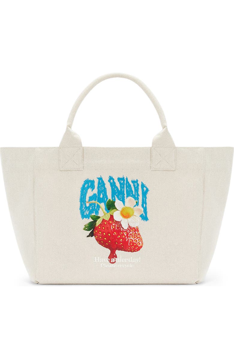 Ganni Medium Trapeze Canvas Shopper Bag, Main, color, Sunlight